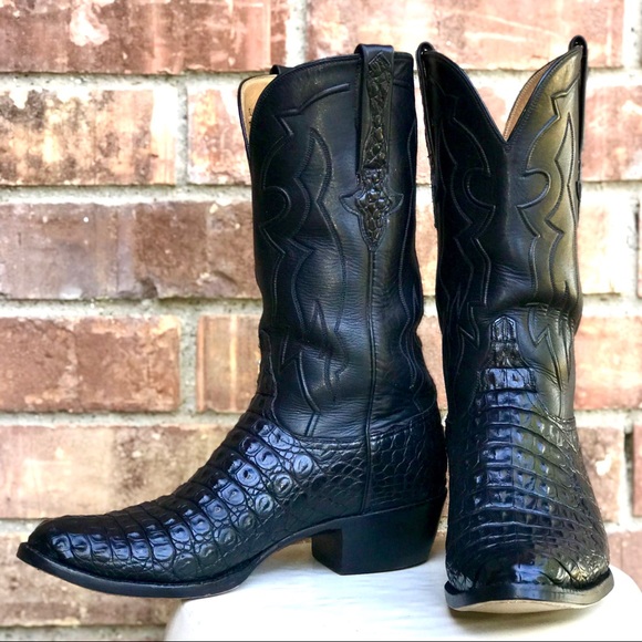 LUCCHESE Handmade Croccodile & Calfskin Cowboy Boots Size 10 D - Picture 2 of 9